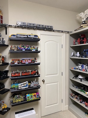 Hobby Room closet wall with LEGO train yard